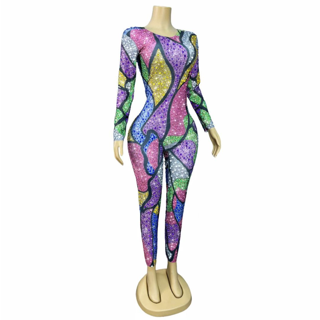 CELESINYI Qianbaise Crystal Mosaic Bodysuit