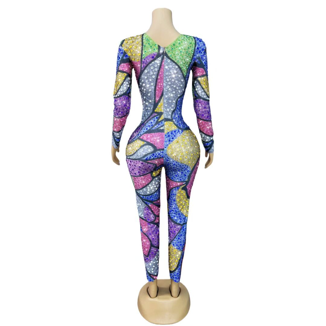 CELESINYI Qianbaise Crystal Mosaic Bodysuit