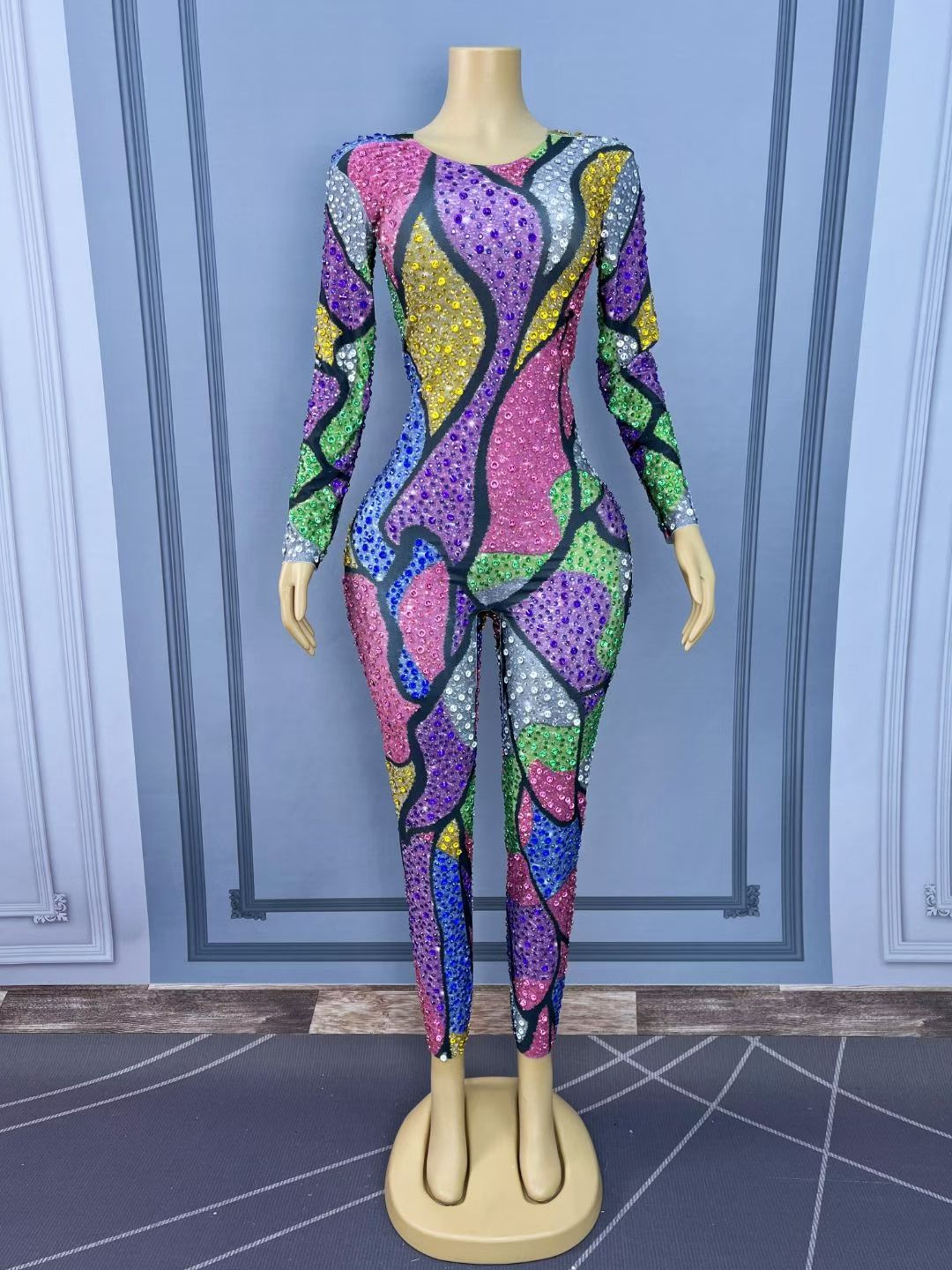 CELESINYI Qianbaise Crystal Mosaic Bodysuit
