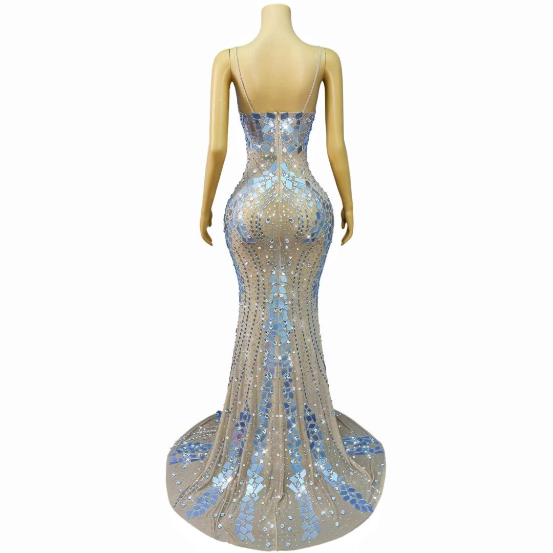CELESINYI Jinyinpian Crystal Mirror Mermaid Gown