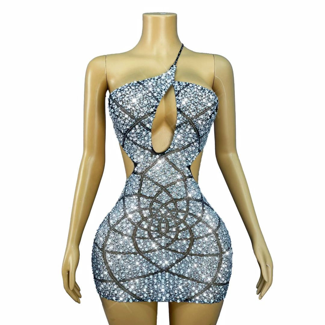 CELESINYI Yuezhaohua Crystal Moon Mini Dress