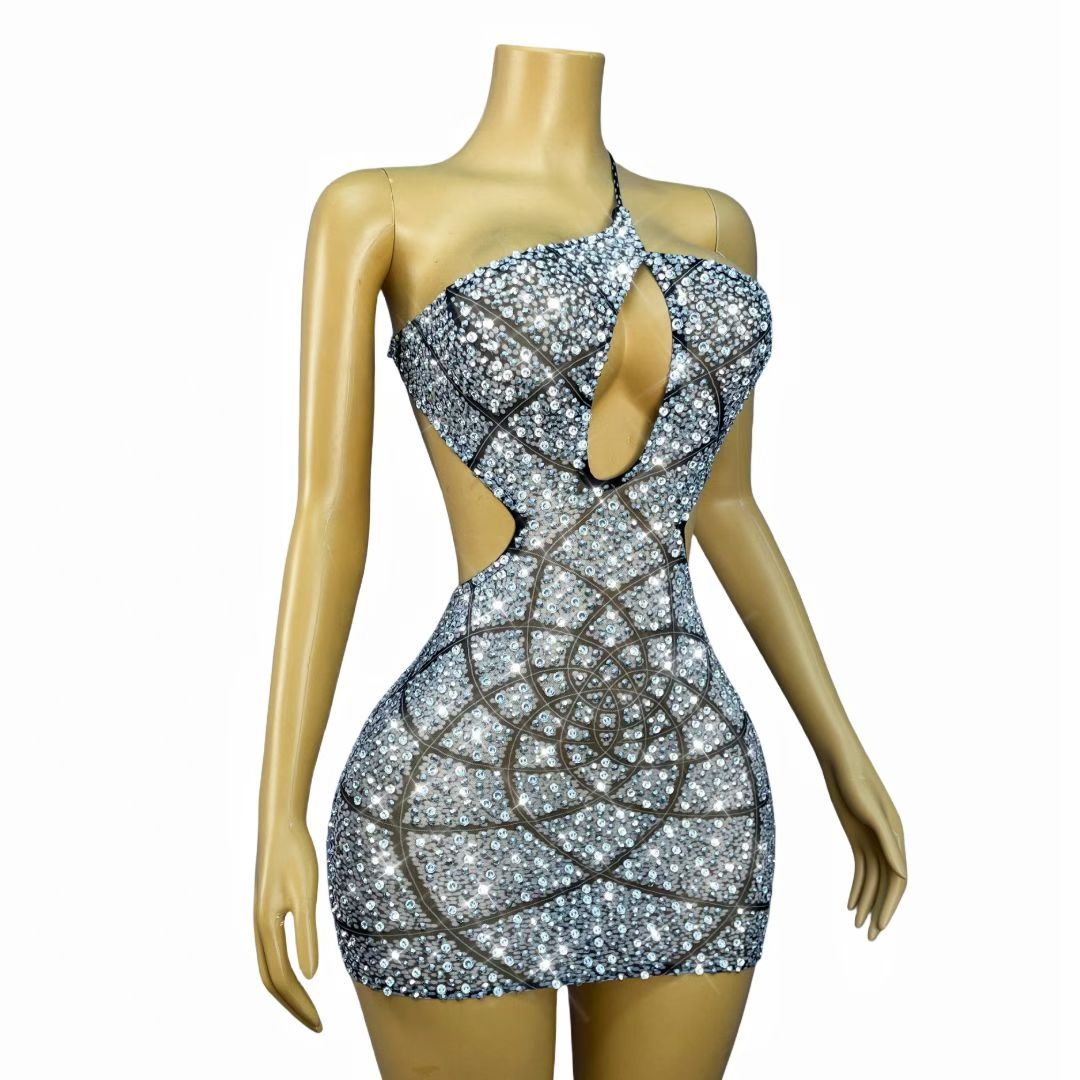 CELESINYI Yuezhaohua Crystal Moon Mini Dress