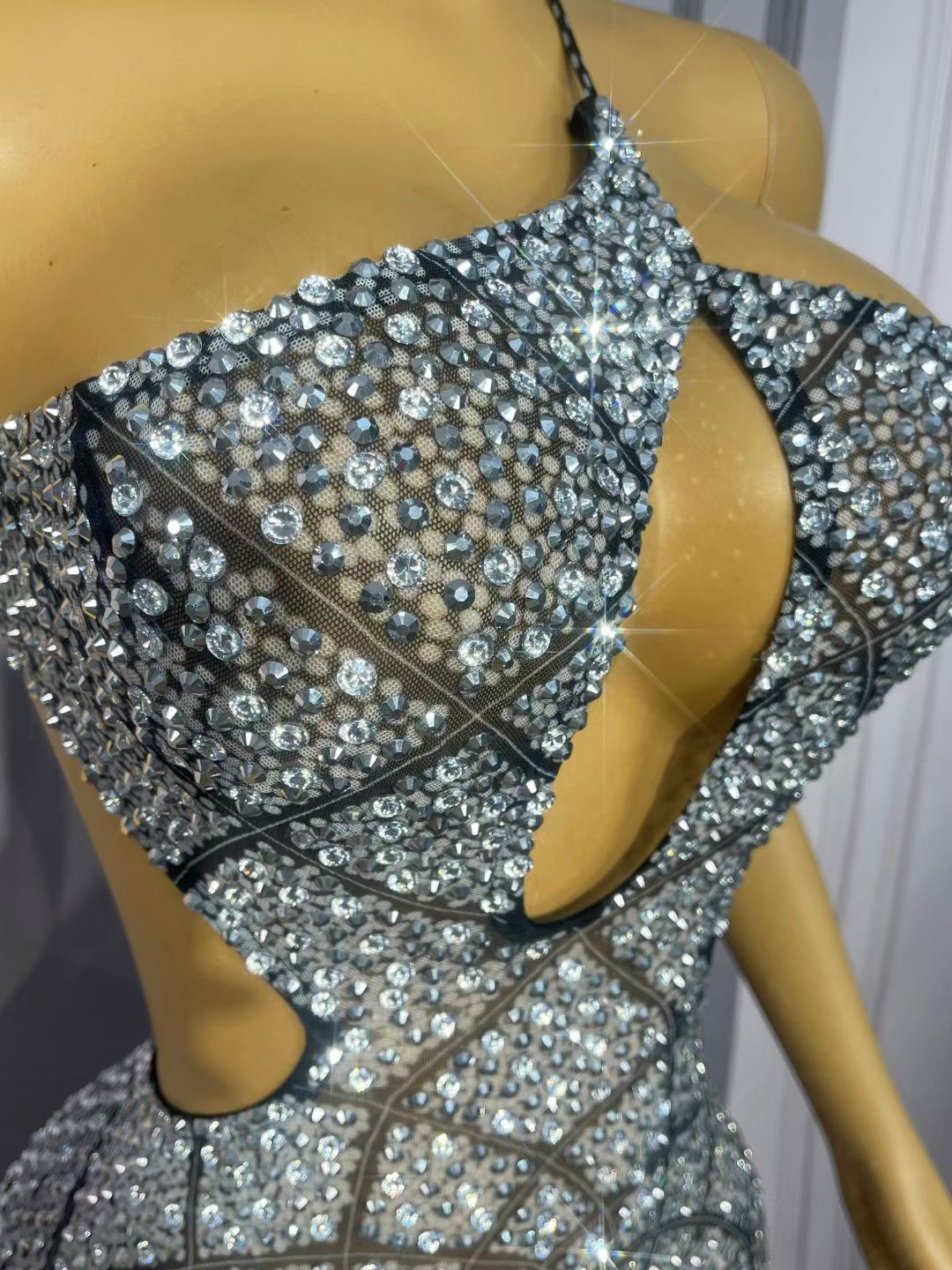 CELESINYI Yuezhaohua Crystal Moon Mini Dress