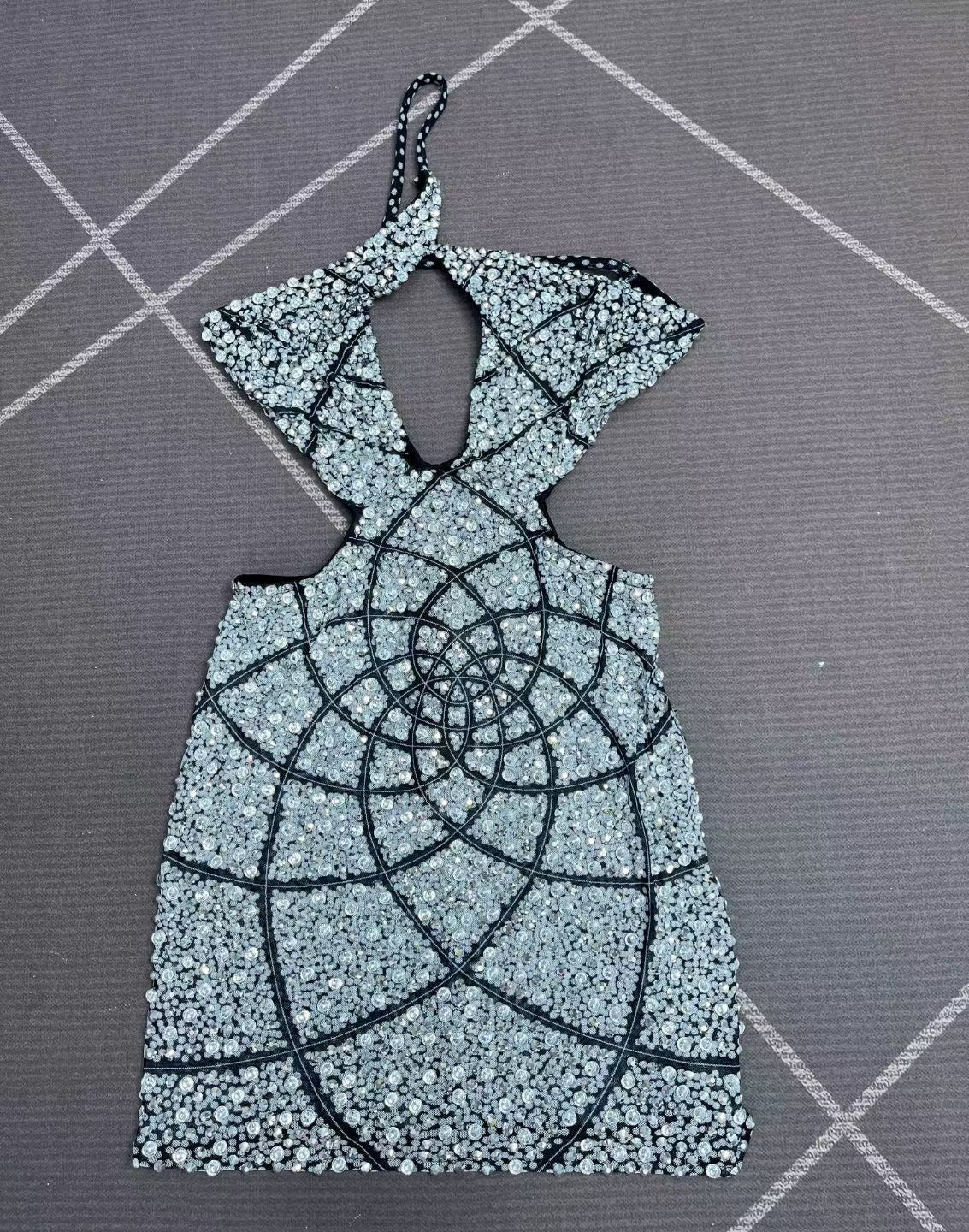 CELESINYI Yuezhaohua Crystal Moon Mini Dress