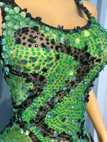 Lvleishe Green Sequin Rhinestone Jumpsuit