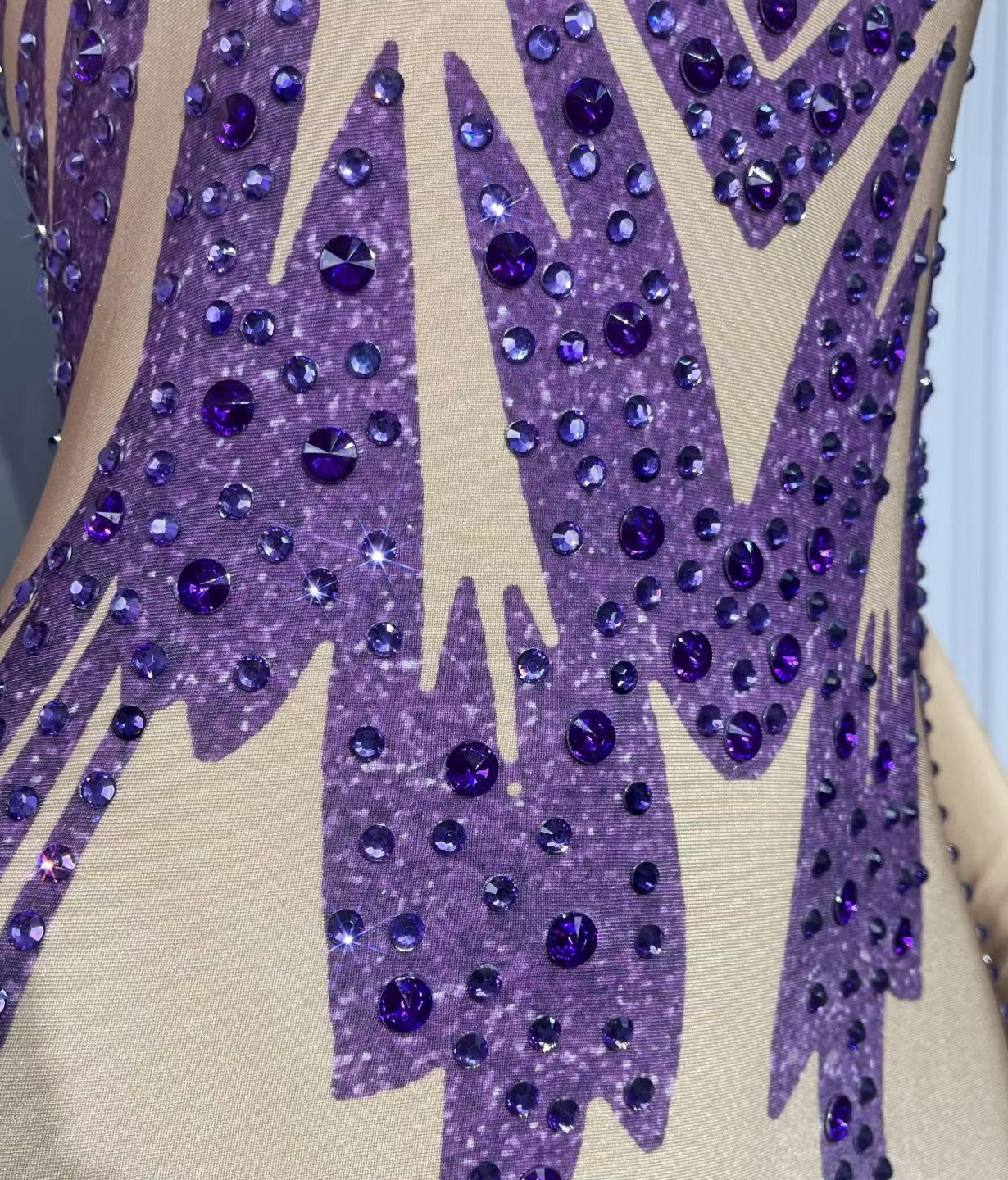 CELESINYI Zilian Crystal Purple Flame Leotard