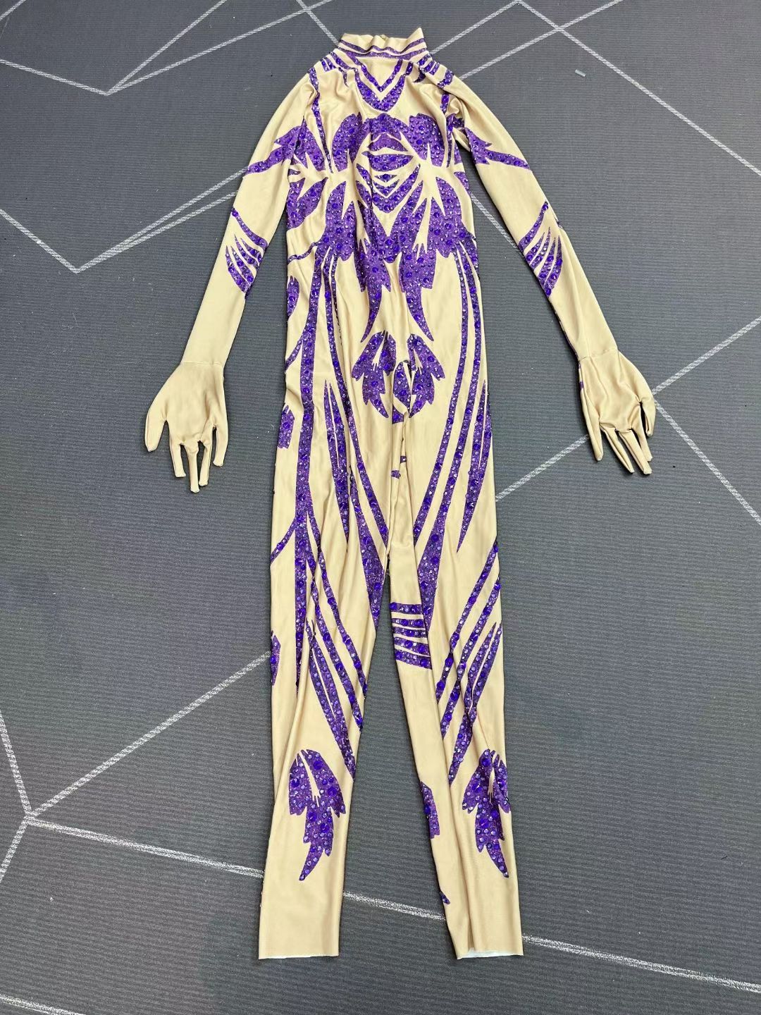 CELESINYI Zilian Crystal Purple Flame Leotard