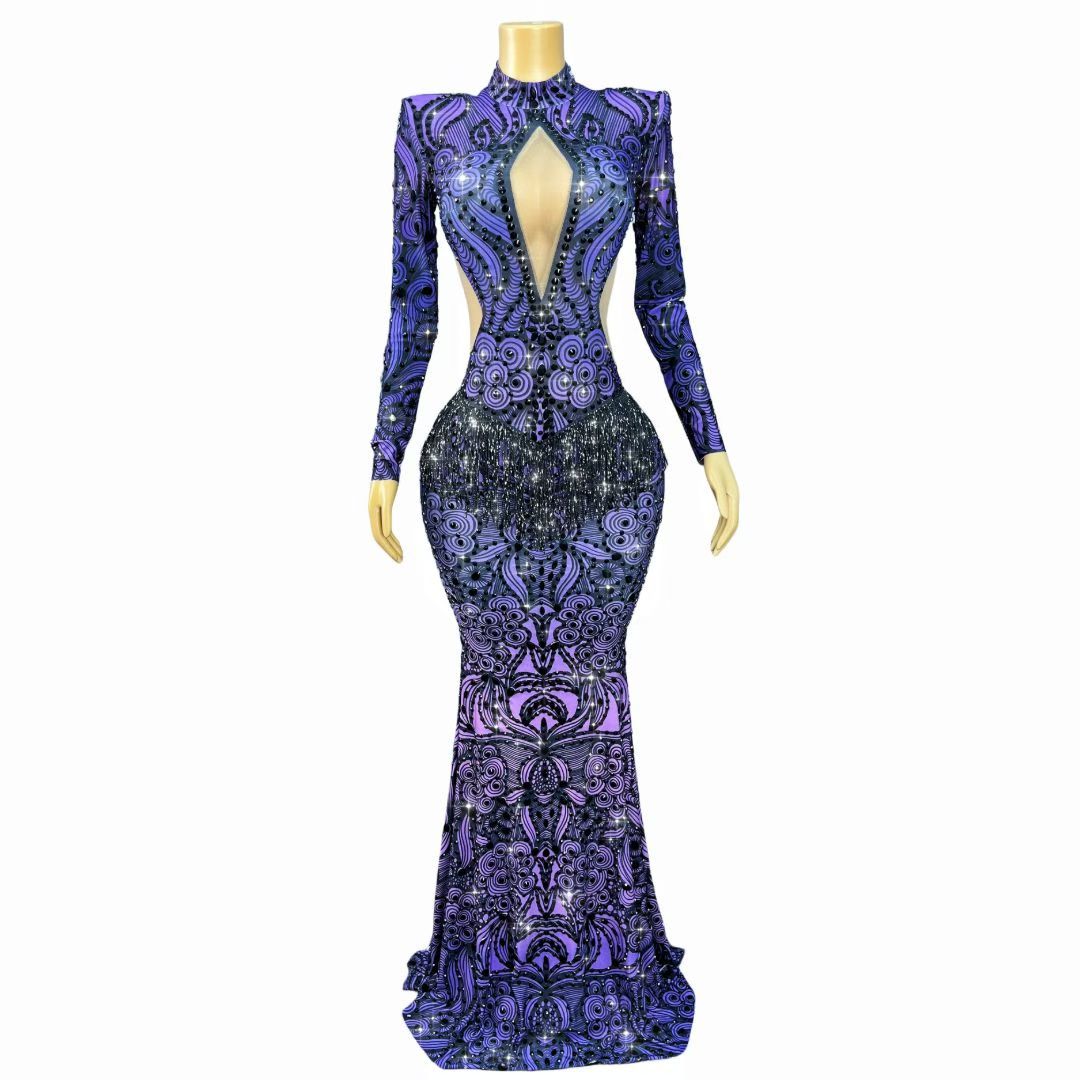 CELESINYI Zishujing Crystal Baroque Purple Gown