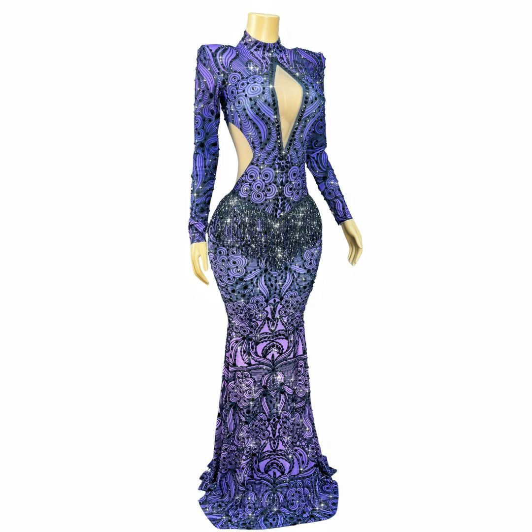 CELESINYI Zishujing Crystal Baroque Purple Gown