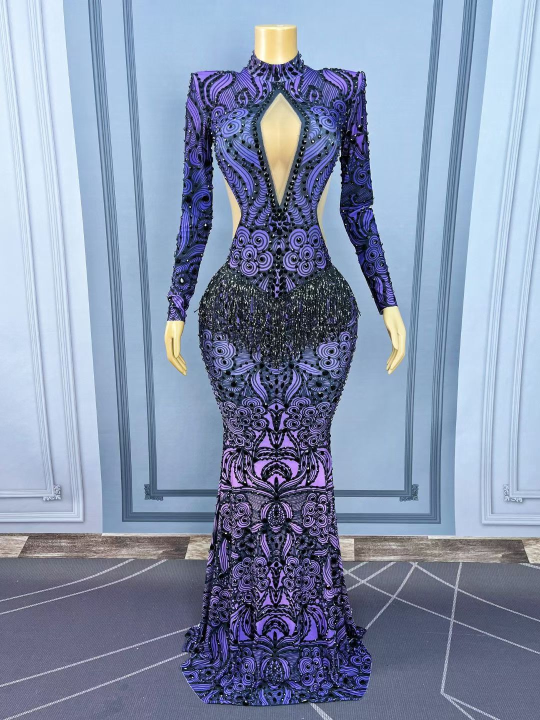 CELESINYI Zishujing Crystal Baroque Purple Gown