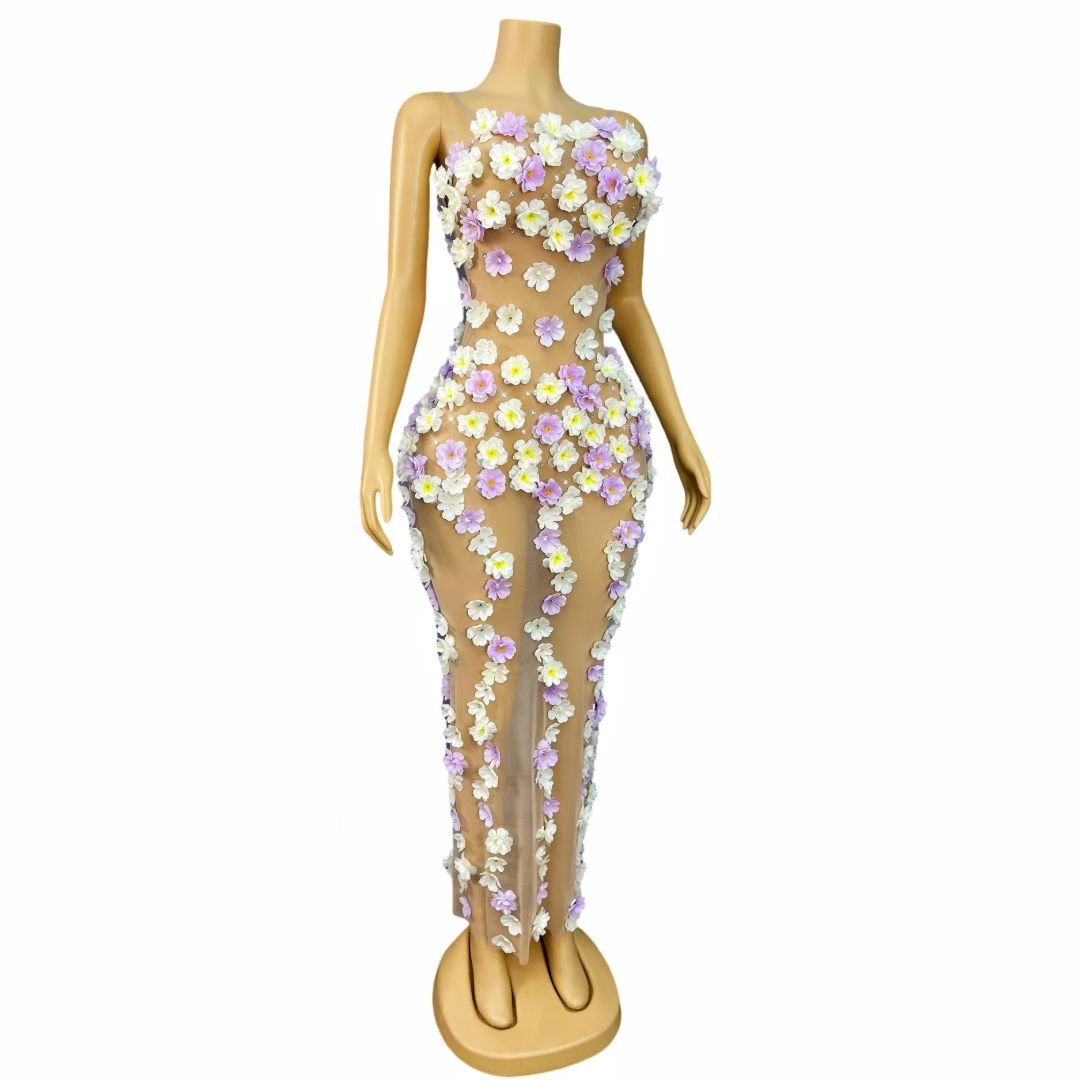 CELESINYI Zitanhua Crystal 3D Flower Gown