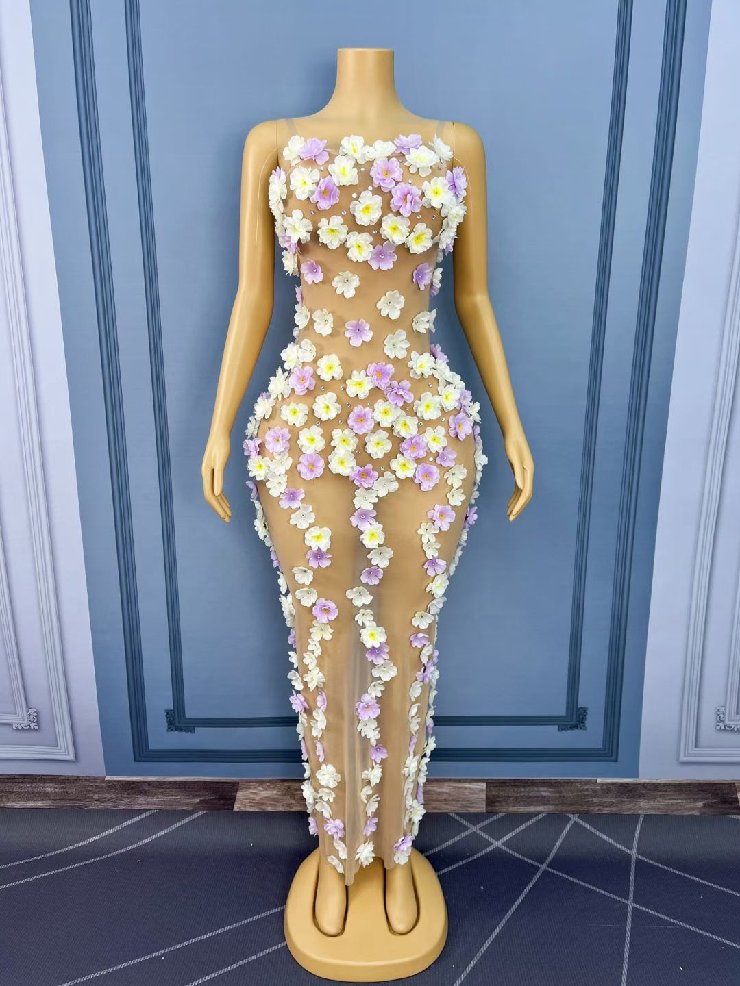 CELESINYI Zitanhua Crystal 3D Flower Gown