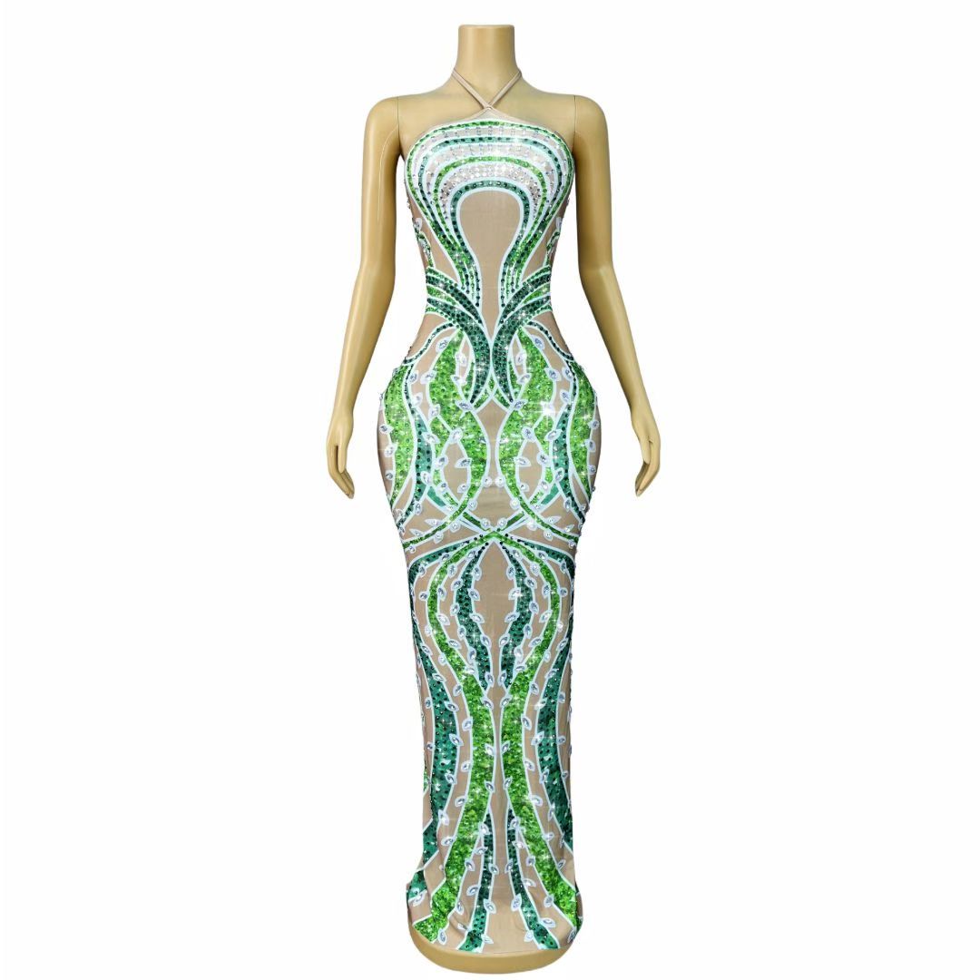 CELESINYI Shuzhiye Crystal Vine Leaf Gown