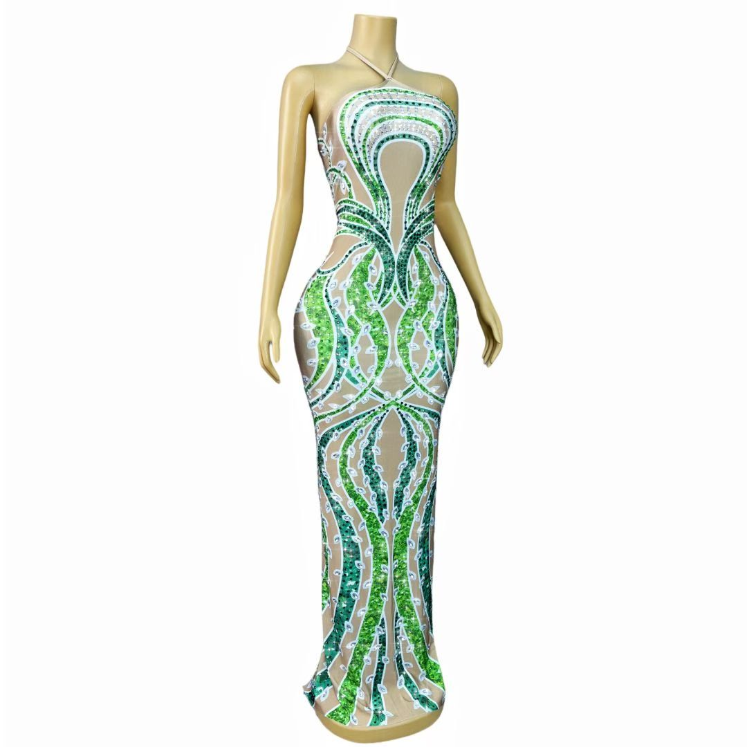CELESINYI Shuzhiye Crystal Vine Leaf Gown