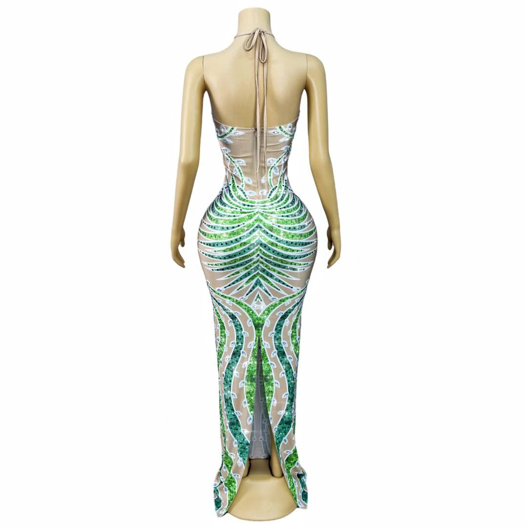 CELESINYI Shuzhiye Crystal Vine Leaf Gown