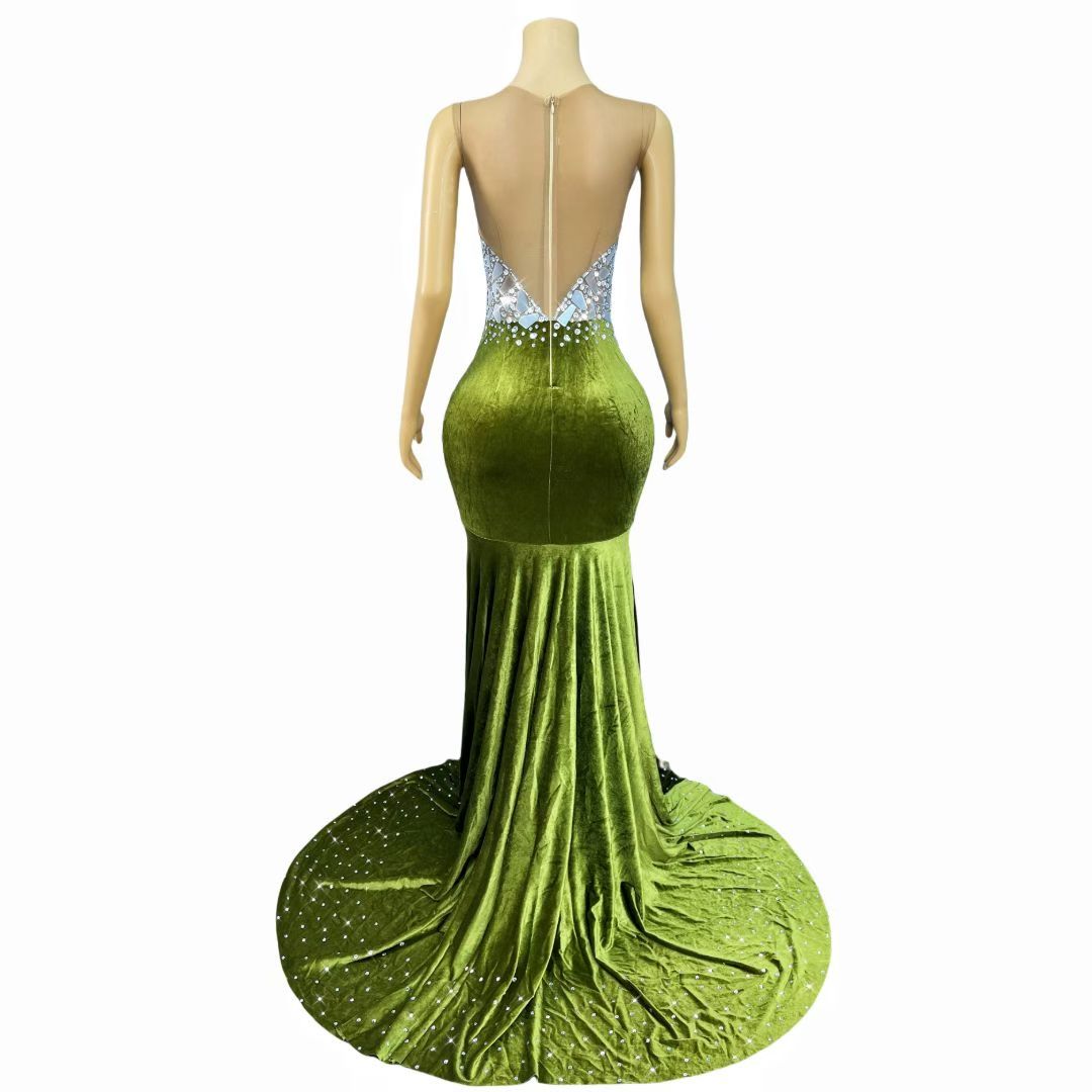 CELESINYI Qingyao Crystal Mirror Velvet Mermaid Gown