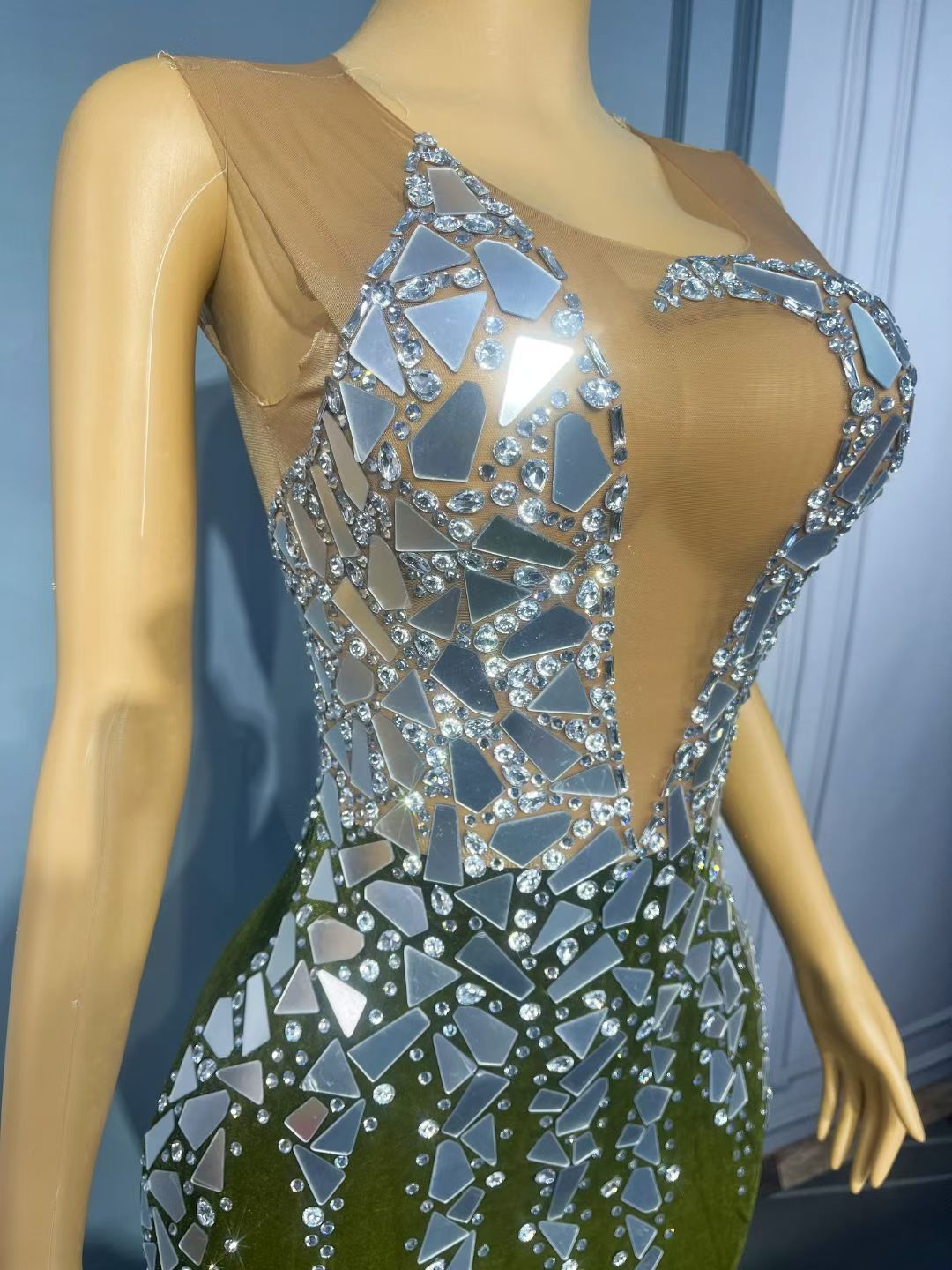 CELESINYI Qingyao Crystal Mirror Velvet Mermaid Gown