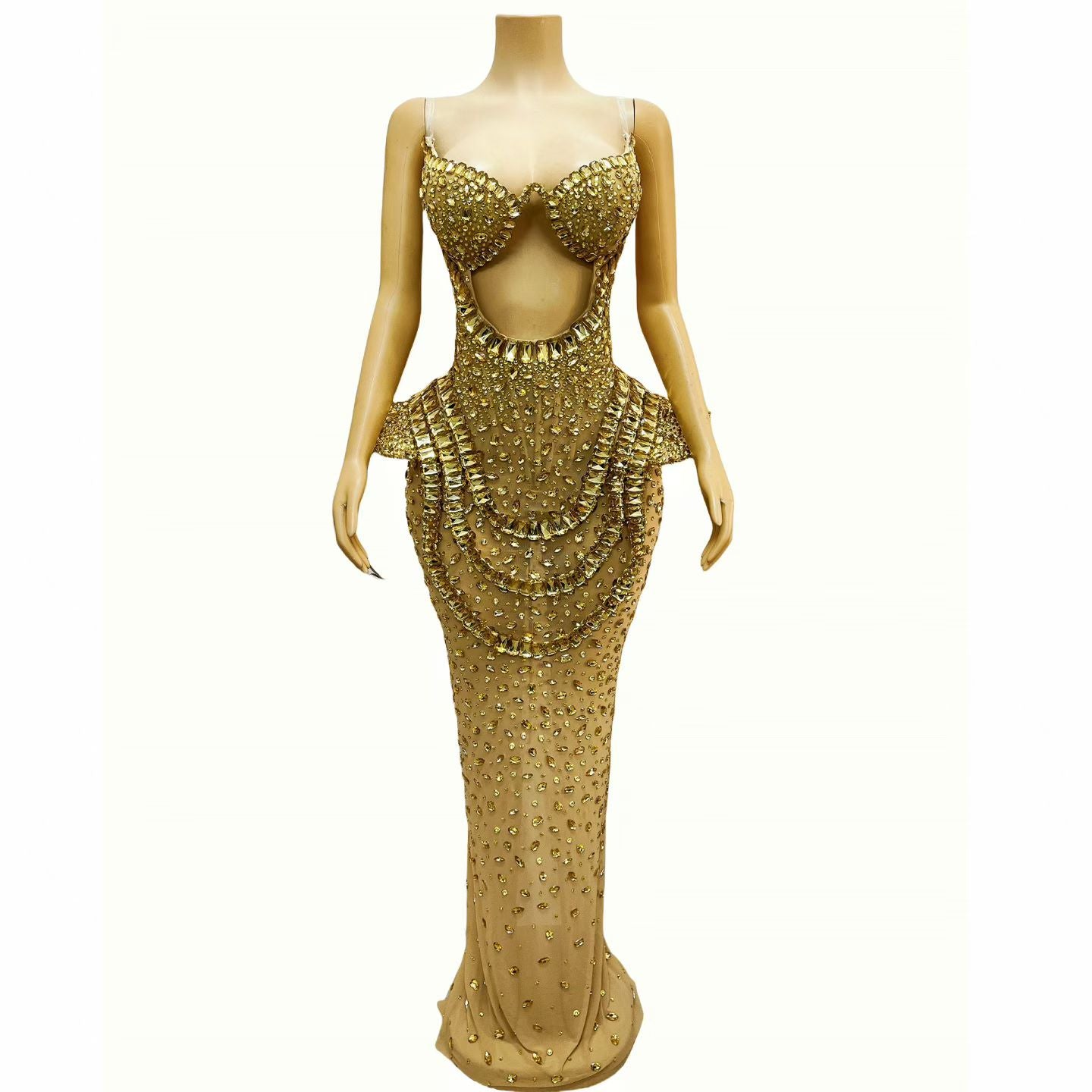 CELESINYI Geseguan Crystal Full Stone Gown (Nude)
