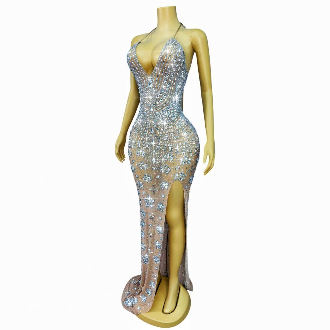 CELESINYI Xiaoxianghua Crystal Skin Silver Mermaid Gown