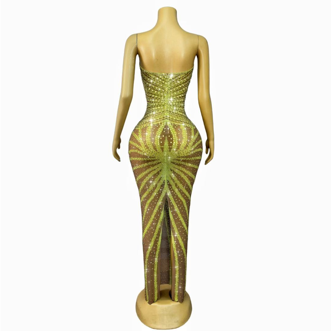 CELESINYI Shuixiu Crystal Gold Sunburst Gown