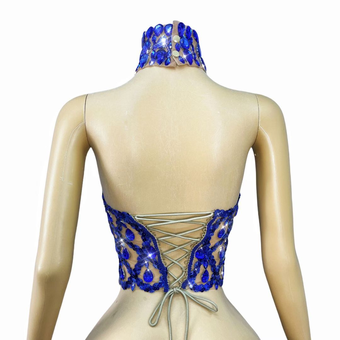 CELESINYI Shaokaoji Crystal Grid Crop Top (Blue)