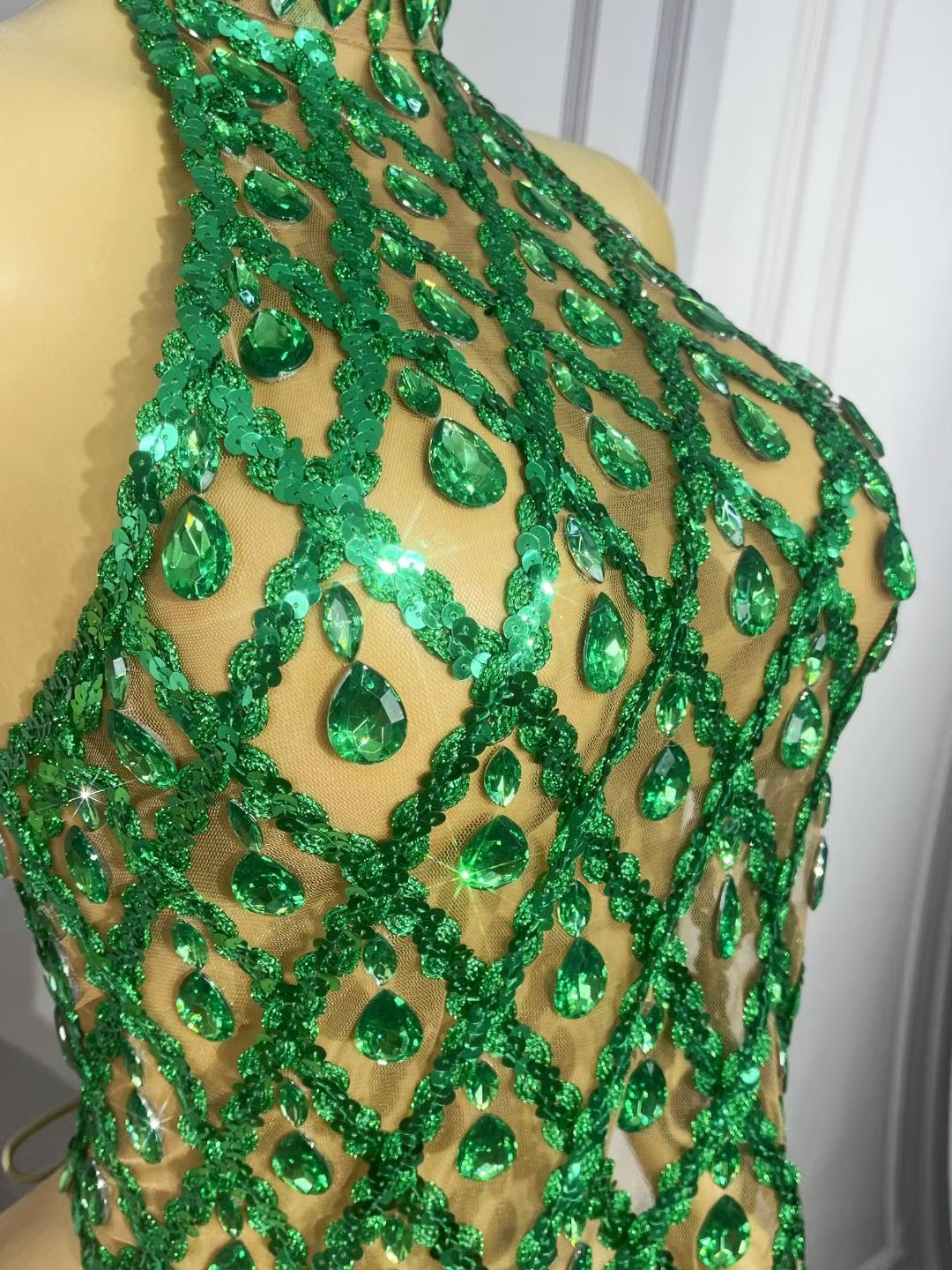 CELESINYI Shaokaoji Crystal Grid Crop Top (Green)