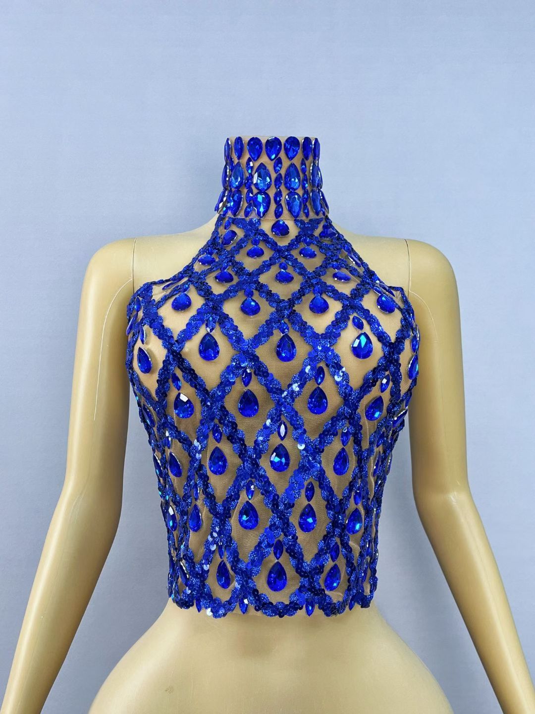 CELESINYI Shaokaoji Crystal Grid Crop Top (Blue)