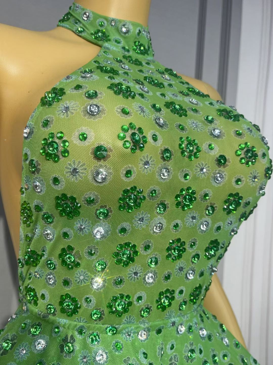 CELESINYI Lvxinghua Crystal Neon Star Mini Dress
