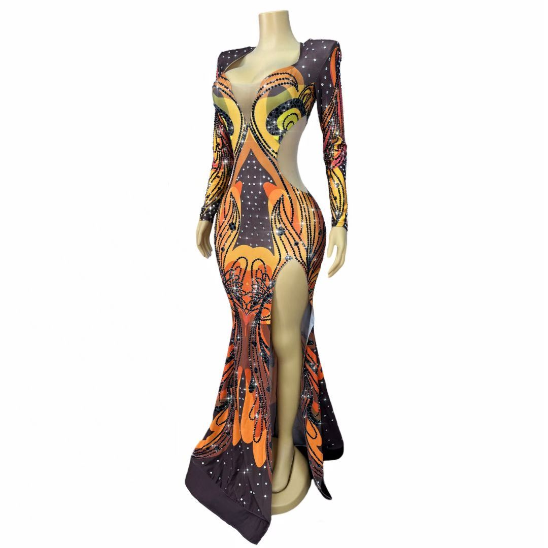 CELESINYI Fengweihua Crystal Phoenix Tail Gown
