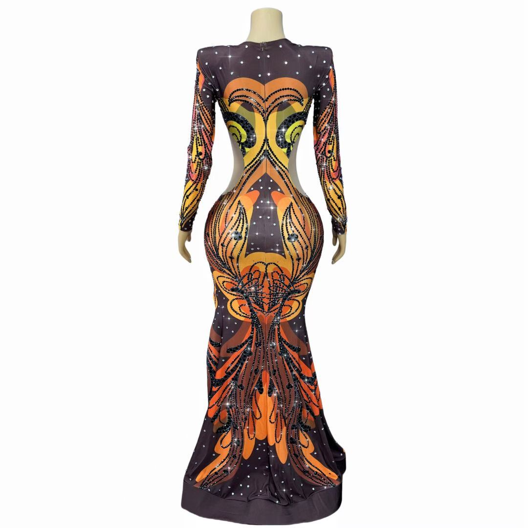 CELESINYI Fengweihua Crystal Phoenix Tail Gown