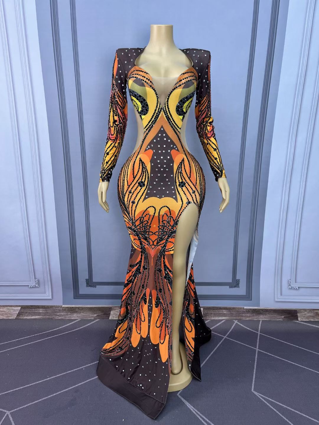 CELESINYI Fengweihua Crystal Phoenix Tail Gown