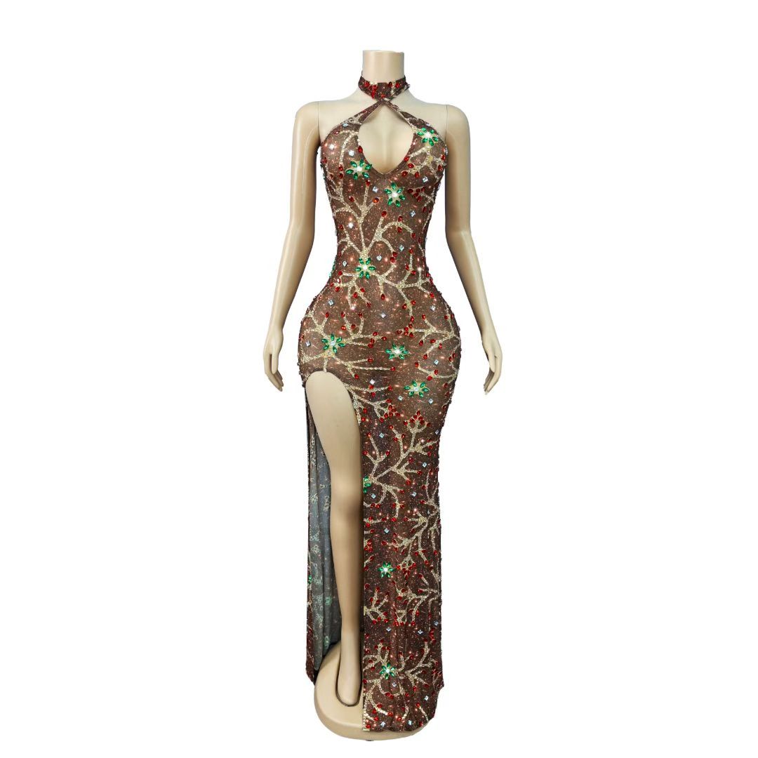 CELESINYI Huoshenhua Crystal Flame Vine Gown