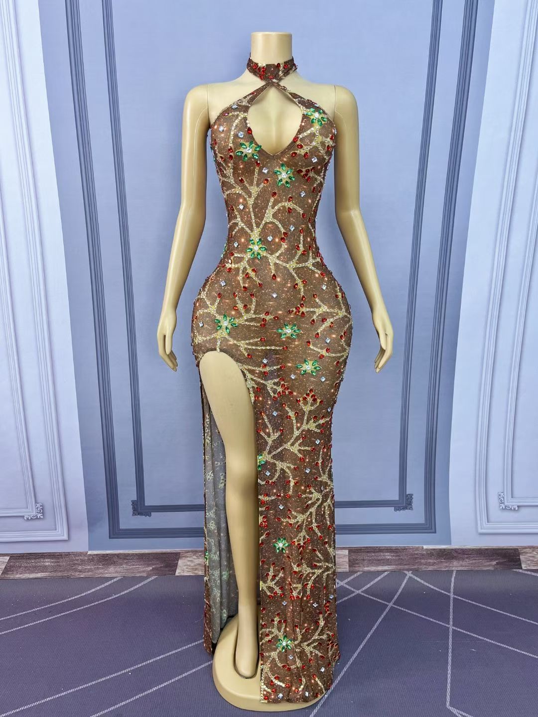 CELESINYI Huoshenhua Crystal Flame Vine Gown