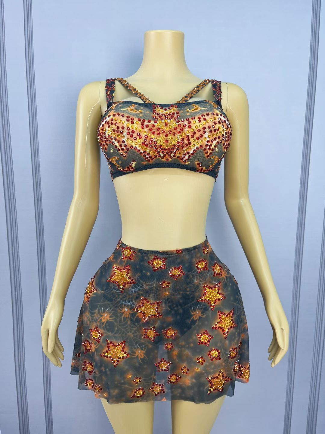 CELESINYI Bianfuwang Crystal Bat Flame Two-Piece Set