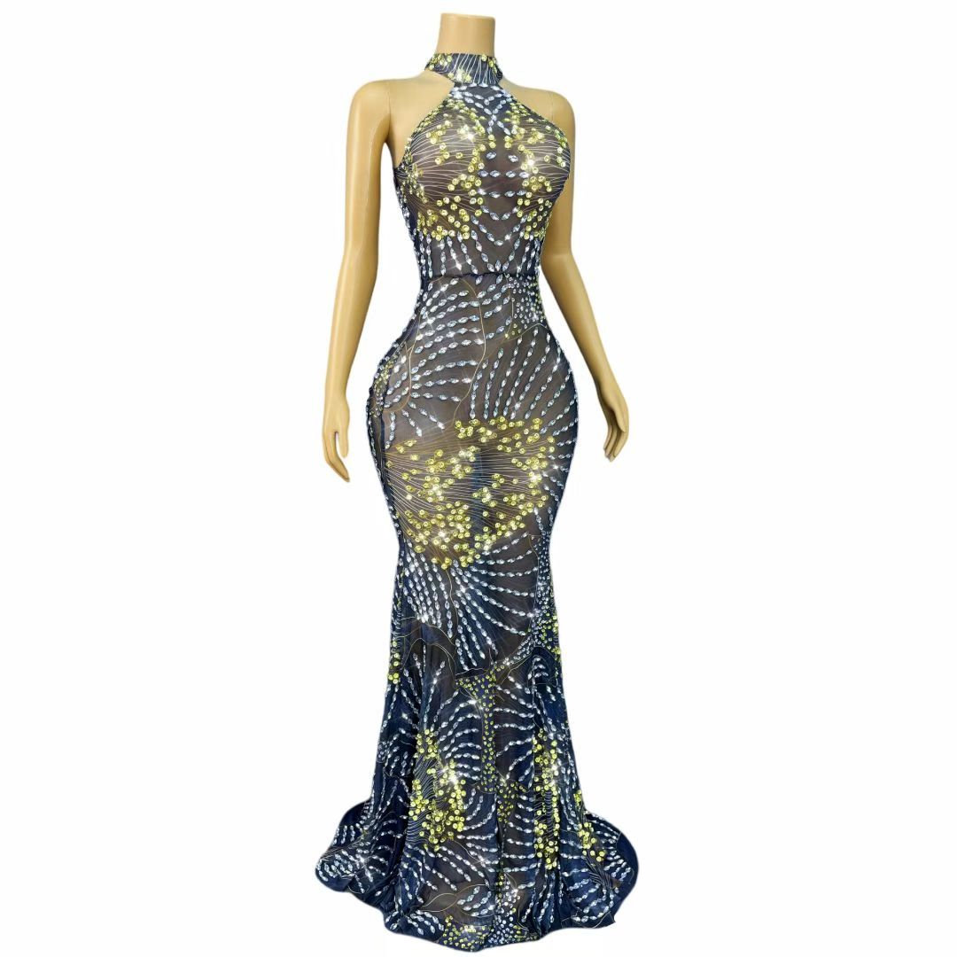 CELESINYI Jinsixiye Crystal Gold Vein Gown