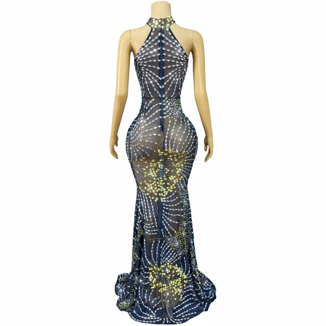 CELESINYI Jinsixiye Crystal Gold Vein Gown
