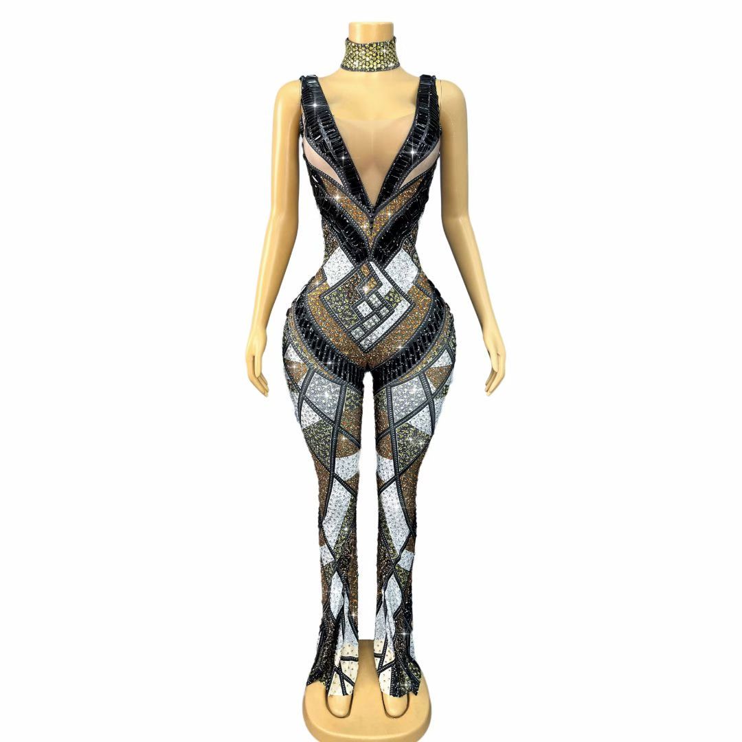 CELESINYI Luomacazhuan Crystal Roman Mosaic Catsuit