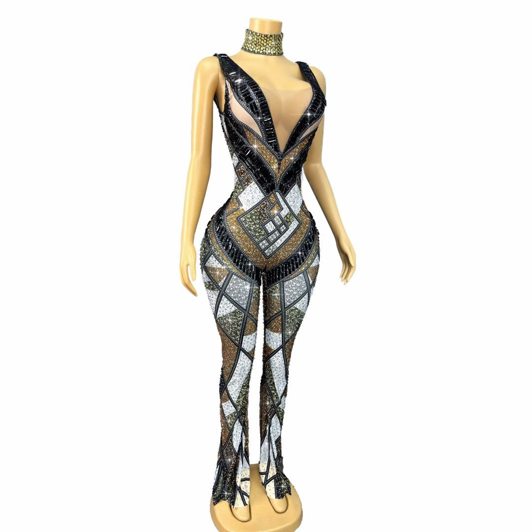 CELESINYI Luomacazhuan Crystal Roman Mosaic Catsuit