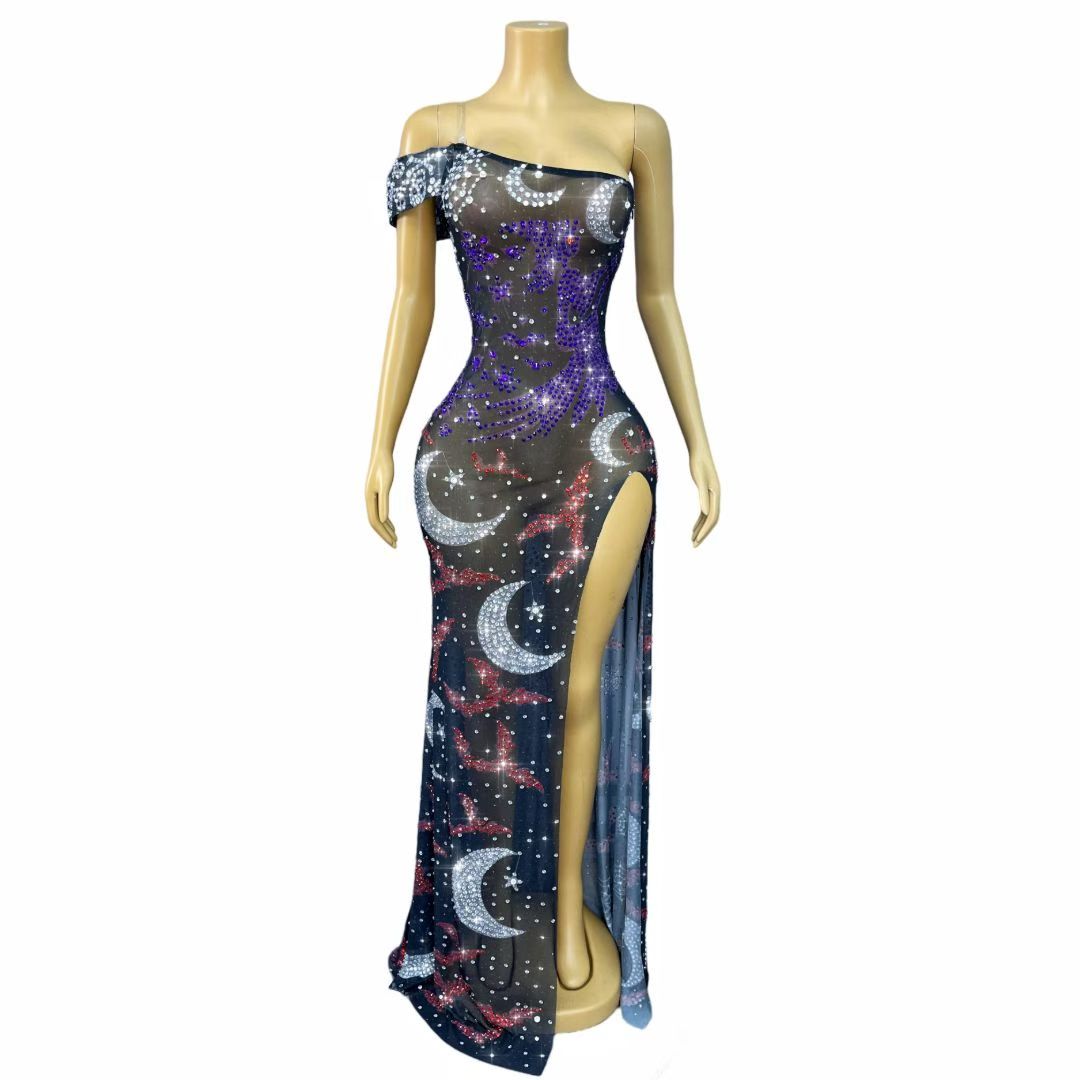 CELESINYI Nvwu Crystal Witch Star Gown