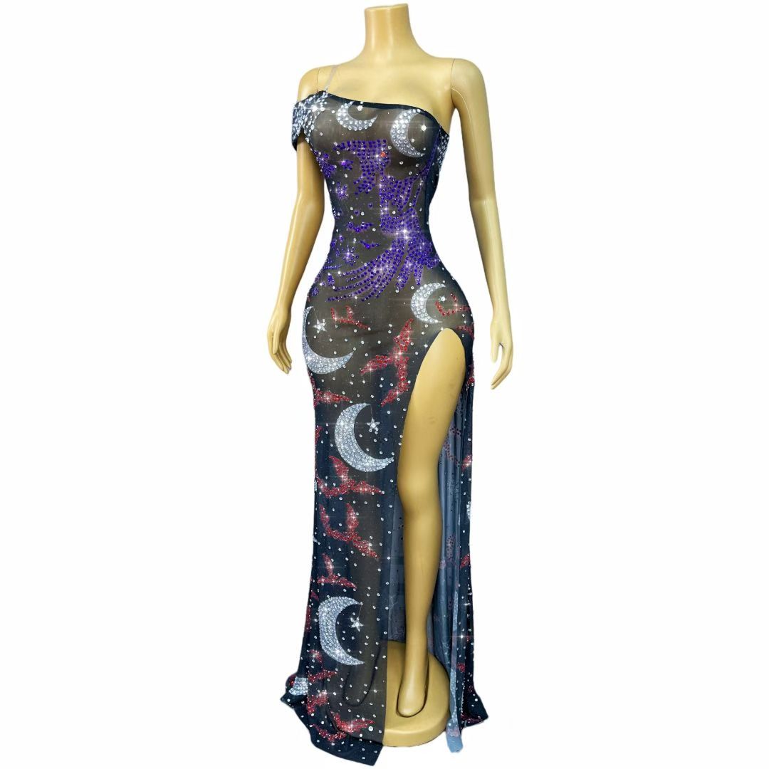 CELESINYI Nvwu Crystal Witch Star Gown