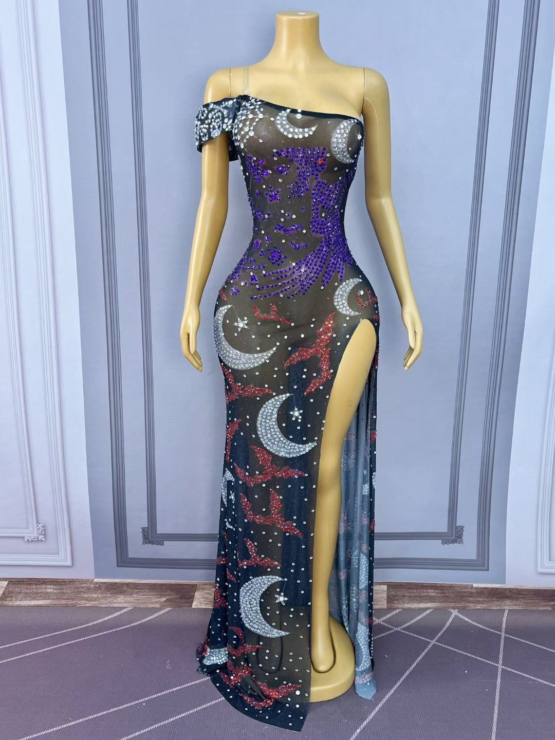 CELESINYI Nvwu Crystal Witch Star Gown