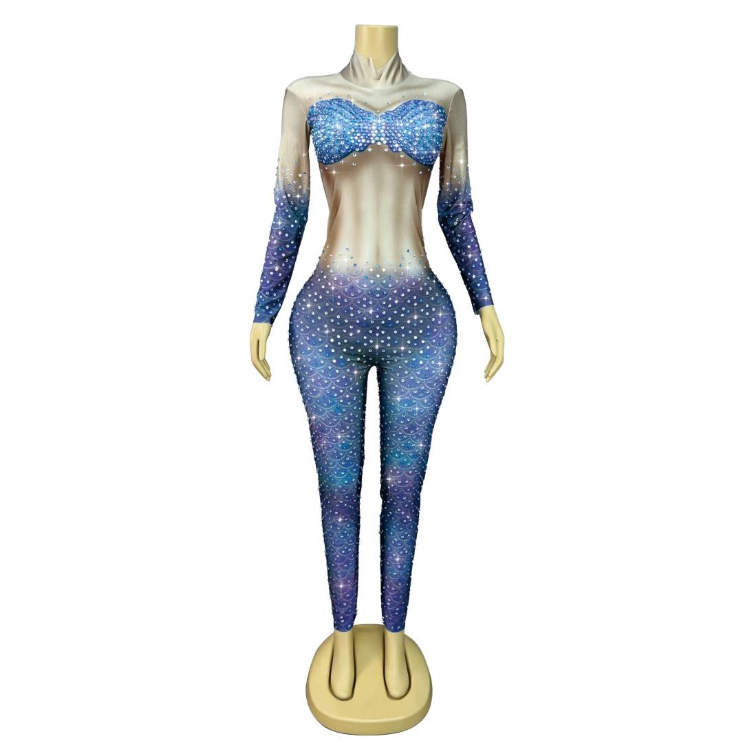 CELESINYI Renyulei Crystal Mermaid Scale Catsuit