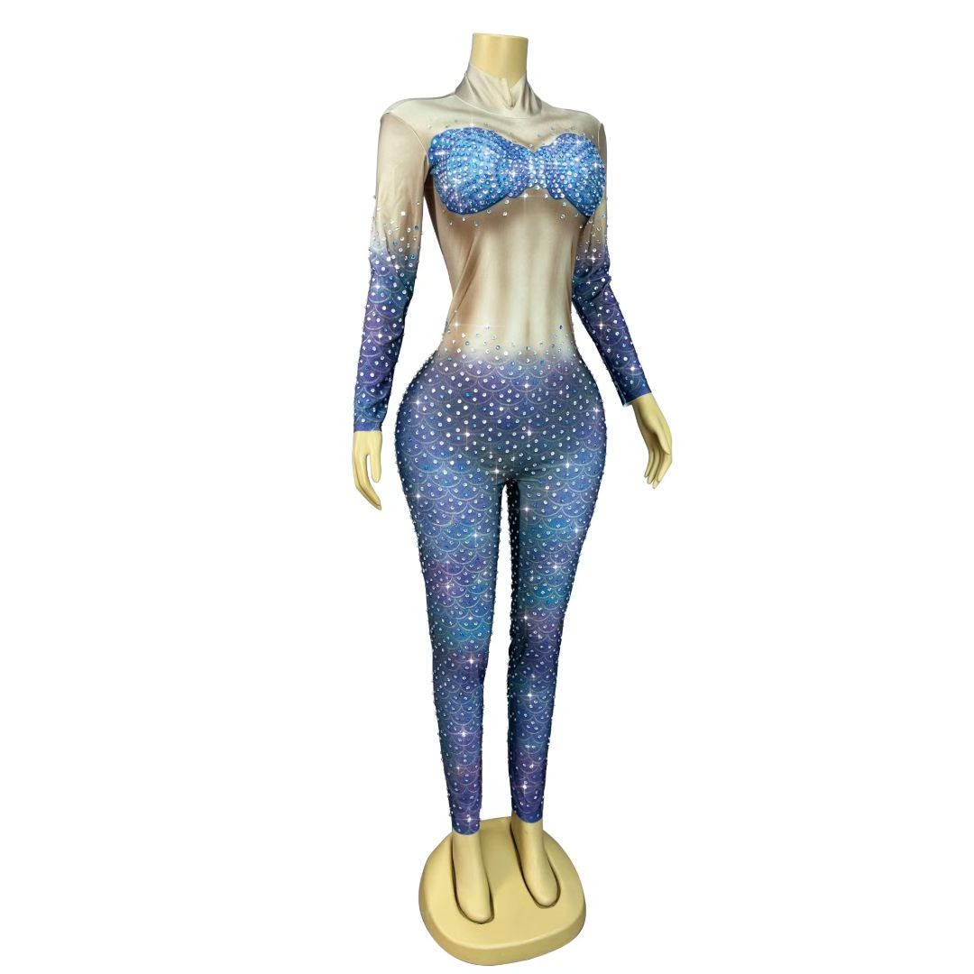 CELESINYI Renyulei Crystal Mermaid Scale Catsuit
