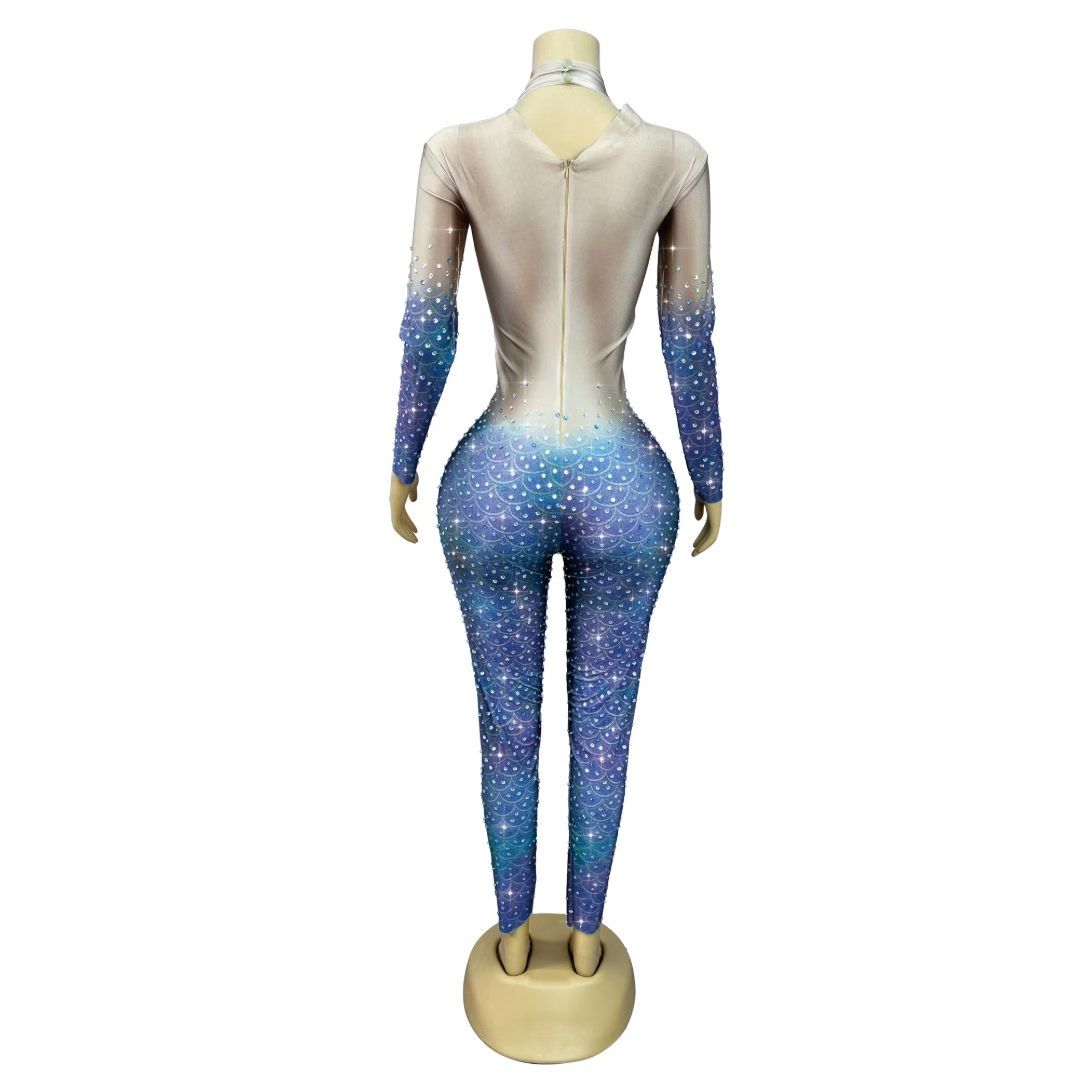CELESINYI Renyulei Crystal Mermaid Scale Catsuit