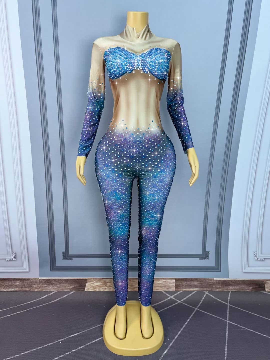 CELESINYI Renyulei Crystal Mermaid Scale Catsuit