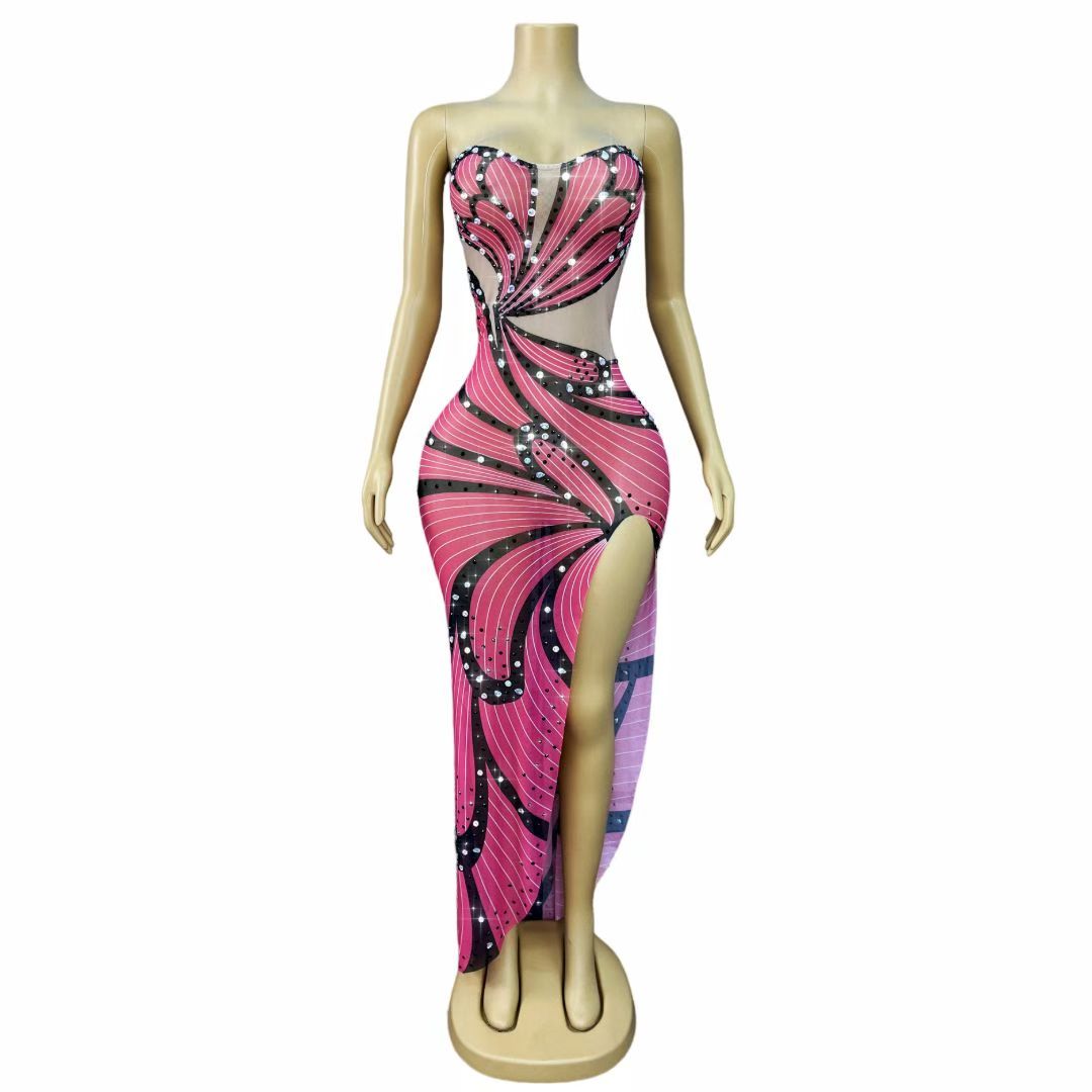 CELESINYI Fenlidie Crystal Pink Butterfly Gown