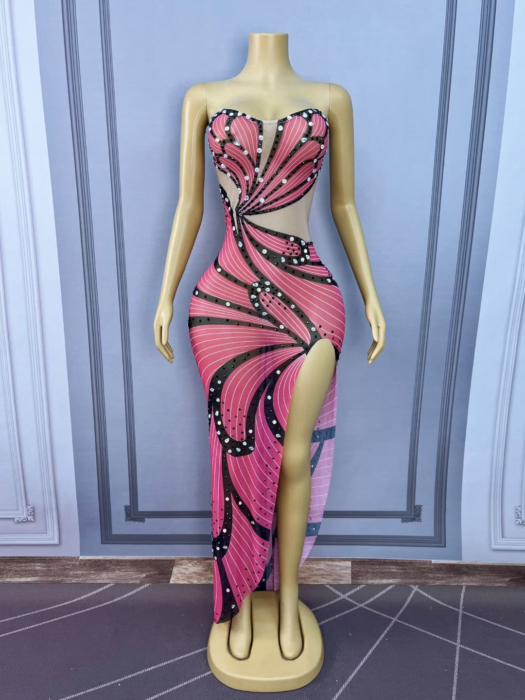 CELESINYI Fenlidie Crystal Pink Butterfly Gown