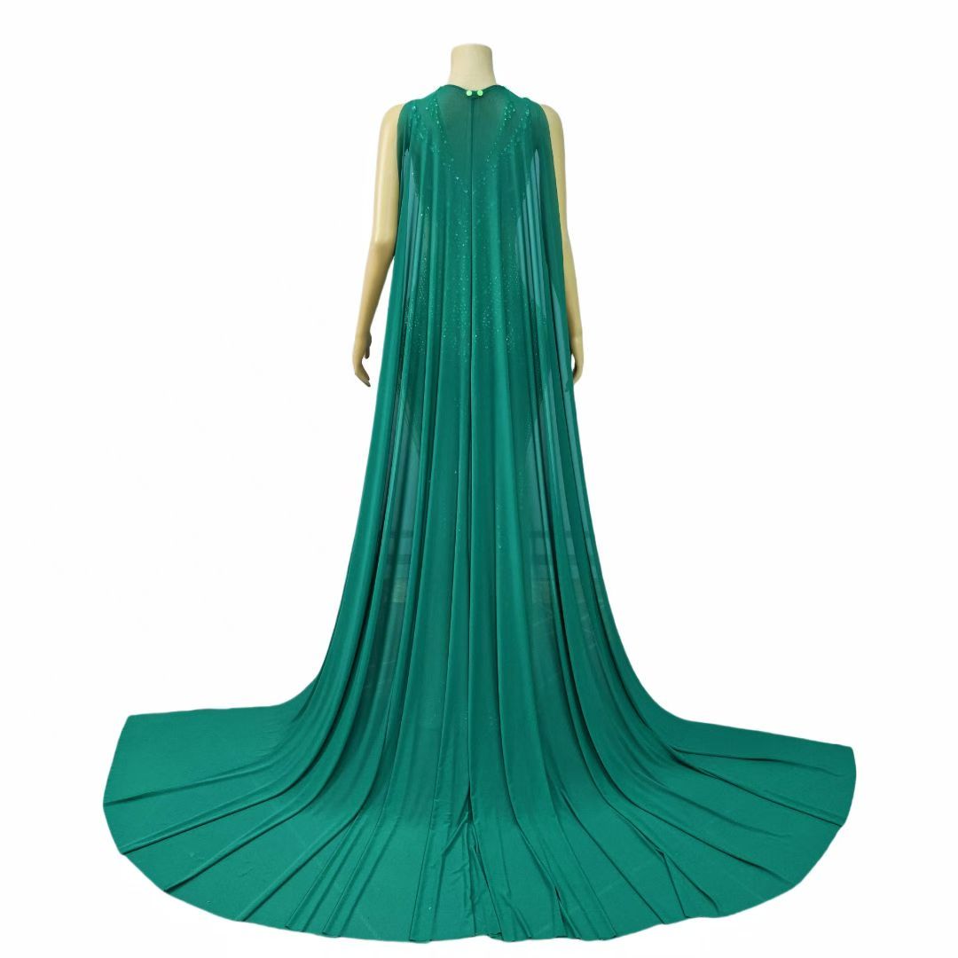 CELESINYI Lvhupan Crystal Emerald Cape Gown