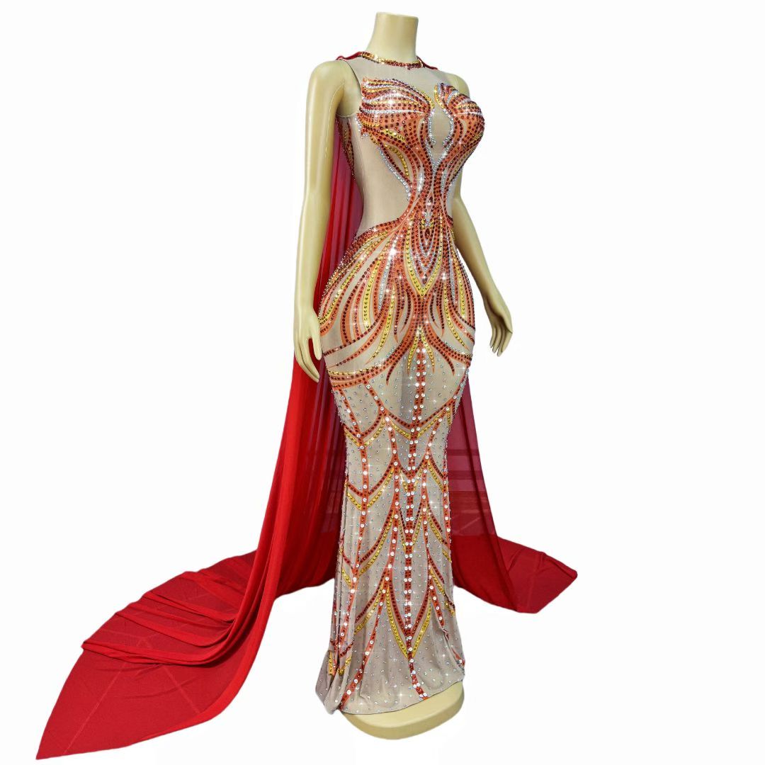 CELESINYI Huoshaoyun Crystal Phoenix Cape Gown