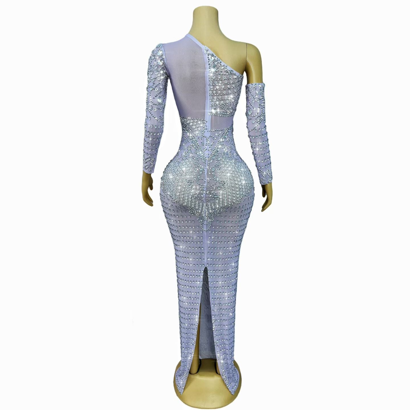CELESINYI Zuange Crystal One-Shoulder Gown